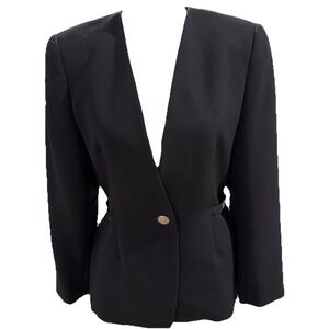 Vtg 80s Bicci Women's Blazer With Chain Black Size 12 Petite Made In USA
